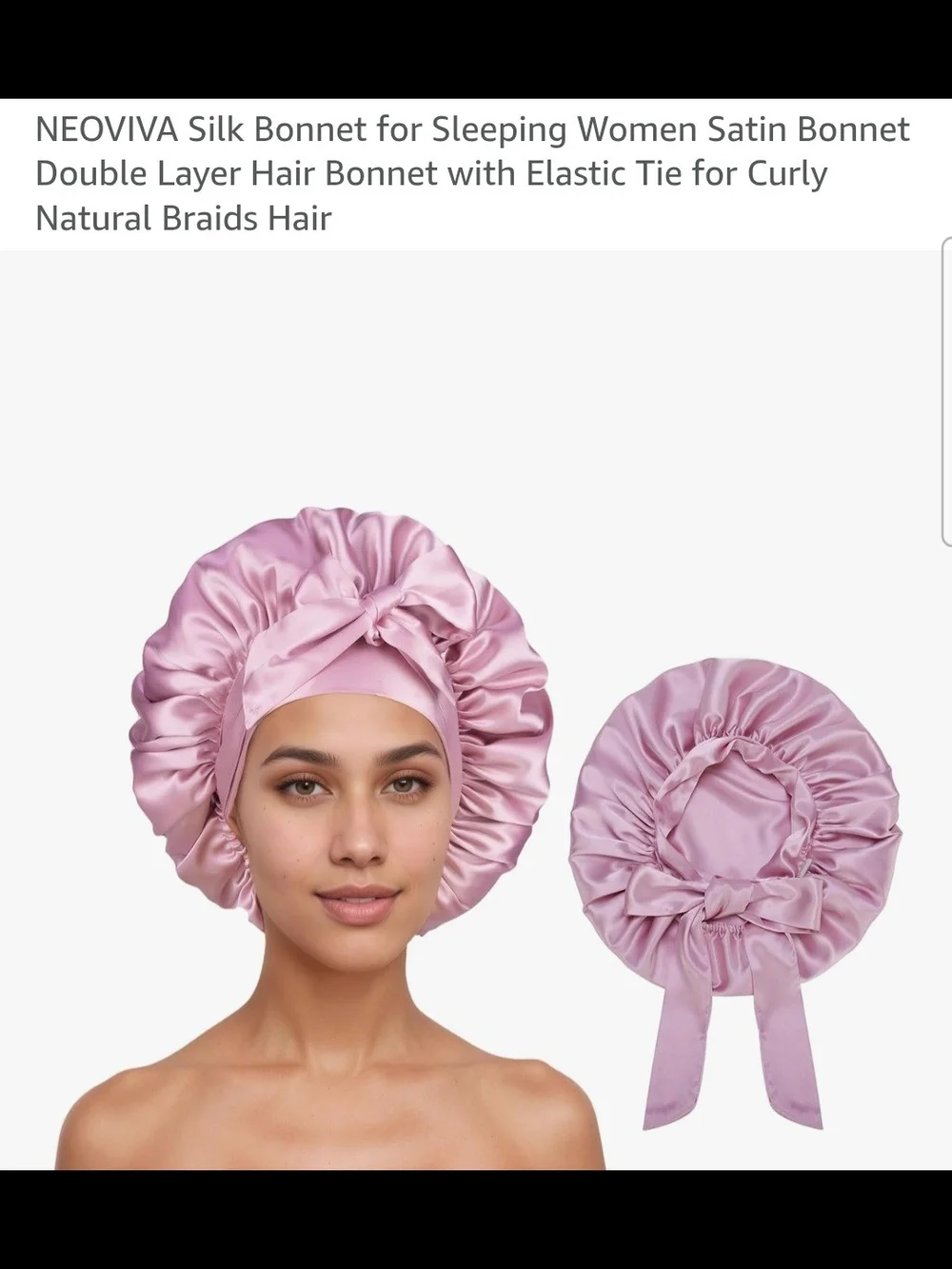 Pink Satin 2 Sleep Bonnet with Bow Tie